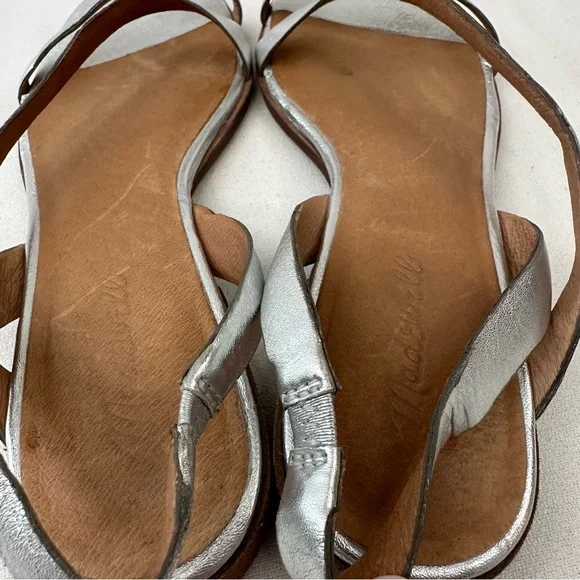 Madewell The Heidi Slingback Sandals in Metallic Silver Sz 9 - Picture 11 of 14